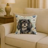 Black and Tan Tibetan Spaniel Coastal Sea Glass Throw Pillow 18" x 18" product image at NuMercy 2