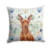 Red Miniature Pinscher Min Pin Coastal Sea Glass Throw Pillow 18" x 18" product image at NuMercy
