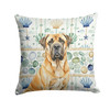 Fawn English Mastiff Coastal Sea Glass Throw Pillow 18" x 18" product image at NuMercy
