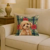 Toy Apricot Poodle Christmas Poinsettias Throw Pillow 18" x 18" product image at NuMercy 2