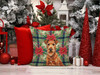 Irish Terrier Christmas Poinsettias Throw Pillow 18" x 18" product image at NuMercy 7