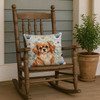 Red Tibetan Spaniel Coastal Sea Glass Throw Pillow 18" x 18" product image at NuMercy 4