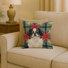 Tricolor Japanese Chin Christmas Poinsettias Throw Pillow 18" x 18" product image at NuMercy 2