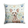 Hairless Chinese Crested Coastal Sea Glass Throw Pillow 18" x 18" product image at NuMercy
