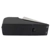 Black Super Door Stop Alarm with silver metal piece, textured surface, and rectangular shape with rounded edges.