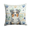 Blue Merle Australian Shepherd Coastal Sea Glass Throw Pillow 18" x 18" product image at NuMercy