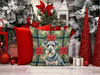 Blue Lakeland Terrier Christmas Poinsettias Throw Pillow 18" x 18" product image at NuMercy 7
