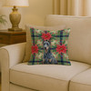 Blue Doberman Pinscher Christmas Poinsettias Throw Pillow 18" x 18" product image at NuMercy 2