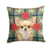 Fawn Chihuahua Christmas Poinsettias Throw Pillow 18" x 18" product image at NuMercy