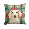 Cream Dachshund Christmas Poinsettias Throw Pillow 18" x 18" product image at NuMercy