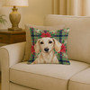 Cream Dachshund Christmas Poinsettias Throw Pillow 18" x 18" product image at NuMercy 2