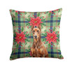 Red Doberman Pinscher Christmas Poinsettias Throw Pillow 18" x 18" product image at NuMercy