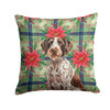 Roan German Wirehaired Pointer Christmas Poinsettias Throw Pillow 18" x 18" product image at NuMercy