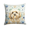 Cream Lhasa Apso Coastal Sea Glass Throw Pillow 18" x 18" product image at NuMercy