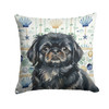 Black Pekingese Coastal Sea Glass Throw Pillow 18" x 18" product image at NuMercy