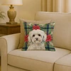 White Havanese Christmas Poinsettias Throw Pillow 18" x 18" product image at NuMercy 2