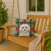 White Havanese Christmas Poinsettias Throw Pillow 18" x 18" product image at NuMercy 3