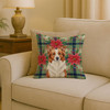 Red and White Border Collie Christmas Poinsettias Throw Pillow 18" x 18" product image at NuMercy 2