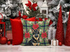 Black and Tan German Shepherd Christmas Poinsettias Throw Pillow 18" x 18" product image at NuMercy 7