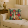 Red Greyhound Christmas Poinsettias Throw Pillow 18" x 18" product image at NuMercy 2