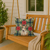 Tricolor Miniature Bull Terrier Christmas Poinsettias Throw Pillow 18" x 18" product image at NuMercy 3