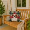 Red and White Japanese Chin Christmas Poinsettias Throw Pillow 18" x 18" product image at NuMercy 3
