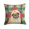 Fawn Pug Christmas Poinsettias Throw Pillow 18" x 18" product image at NuMercy