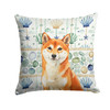 Red Shiba Inu Coastal Sea Glass Throw Pillow 18" x 18" product image at NuMercy