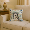 Agouti Siberian Husky Coastal Sea Glass Throw Pillow 18" x 18" product image at NuMercy 2