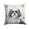 Black and White Shih Tzu Coastal Sea Glass Throw Pillow 18" x 18" product image at NuMercy