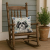 Black and White Shih Tzu Coastal Sea Glass Throw Pillow 18" x 18" product image at NuMercy 4
