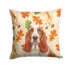 Red and White Basset Hound Heirloom Fall Throw Pillow 18" x 18" product image at NuMercy