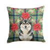 Finnish Lapphund Christmas Poinsettias Throw Pillow 18" x 18" product image at NuMercy