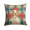 Orange Belton English Setter Christmas Poinsettias Throw Pillow 18" x 18" product image at NuMercy
