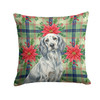 Blue Belton English Setter Christmas Poinsettias Throw Pillow 18" x 18" product image at NuMercy