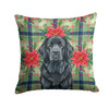 Black Newfoundland Christmas Poinsettias Throw Pillow 18" x 18" product image at NuMercy