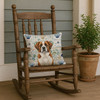 Brown and White Saint Bernard Coastal Sea Glass Throw Pillow 18" x 18" product image at NuMercy 4