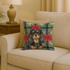 Black and Tan Cavalier Spaniel Christmas Poinsettias Throw Pillow 18" x 18" product image at NuMercy 2