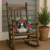 Black and White Papillon Christmas Poinsettias Throw Pillow 18" x 18" product image at NuMercy 4