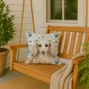 Longhaired Cream Dachshund Coastal Sea Glass Throw Pillow 18" x 18" product image at NuMercy 3