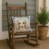 Longhaired Cream Dachshund Coastal Sea Glass Throw Pillow 18" x 18" product image at NuMercy 4