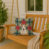 Fawn and White Bull Terrier Christmas Poinsettias Throw Pillow 18" x 18" product image at NuMercy 3