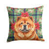 Red Chow Chow Christmas Poinsettias Throw Pillow 18" x 18" product image at NuMercy