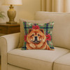 Red Chow Chow Christmas Poinsettias Throw Pillow 18" x 18" product image at NuMercy 2
