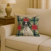 Black and White Pointer Christmas Poinsettias Throw Pillow 18" x 18" product image at NuMercy 2