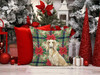 Cream Saluki Christmas Poinsettias Throw Pillow 18" x 18" product image at NuMercy 7