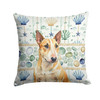 Miniature Bull Terrier Coastal Sea Glass Throw Pillow 18" x 18" product image at NuMercy