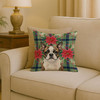 Brindle Boston Terrier Christmas Poinsettias Throw Pillow 18" x 18" product image at NuMercy 2