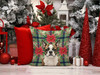 Brindle Boston Terrier Christmas Poinsettias Throw Pillow 18" x 18" product image at NuMercy 7