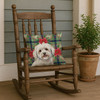 Coton de Tulear Christmas Poinsettias Throw Pillow 18" x 18" product image at NuMercy 4